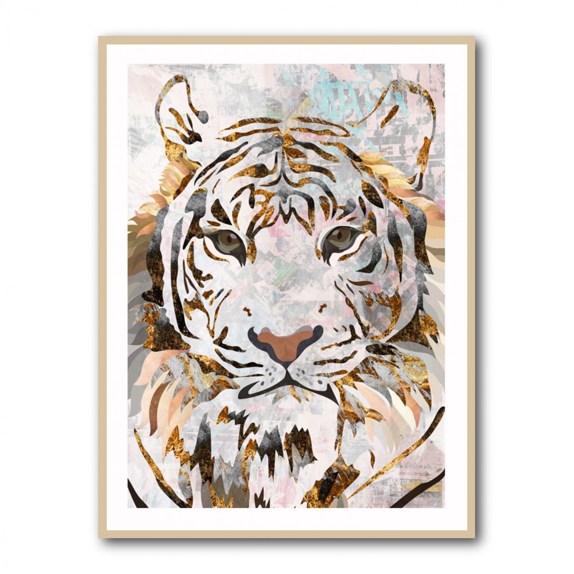 Grunge Gold Tiger Wall Art